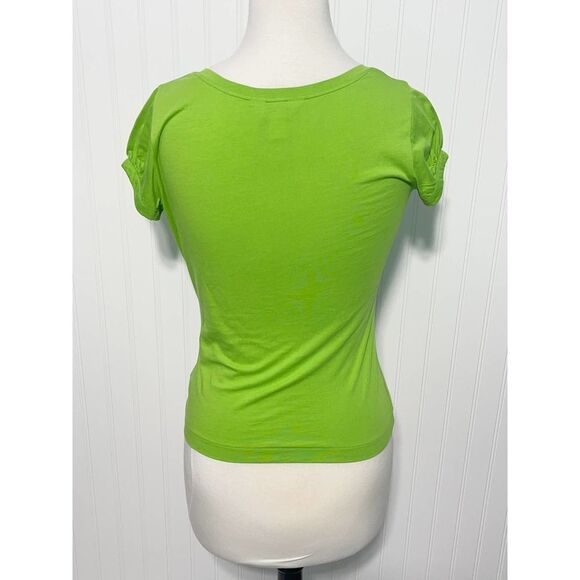 Lilly Pulitzer Scoop Neck Puff Sleeve Tee T-Shirt Bright Green XS Extra Small‎ - Picture 4 of 9